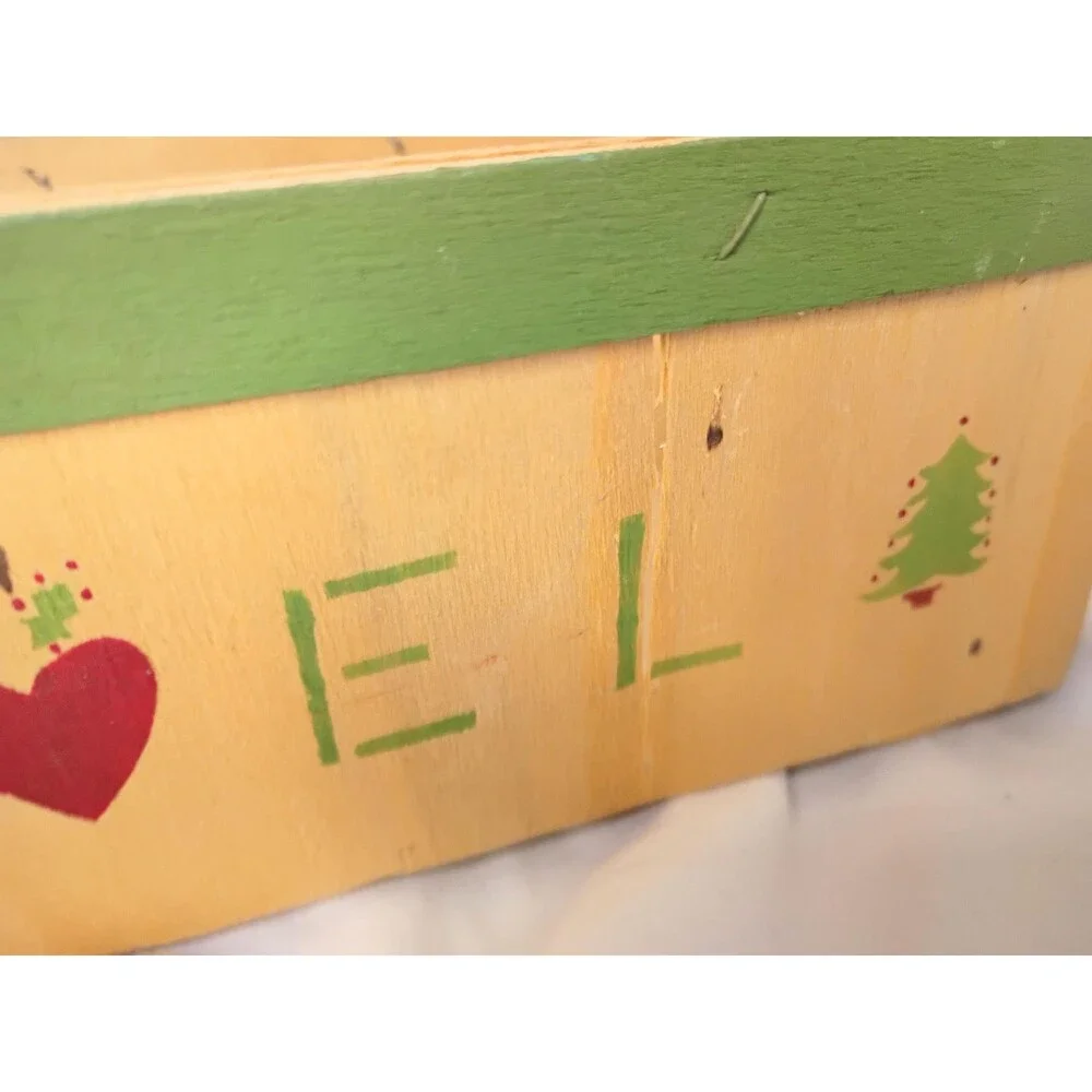 Vintage Wooden NOEL Christmas Basket